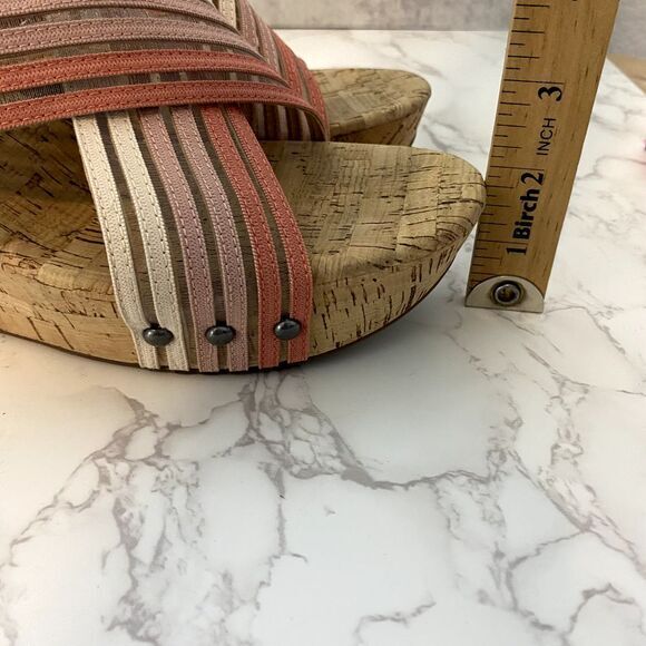 Lucky Brand Wedge Sandals Women Sz 10M Pink Cork Platform Summer - Picture 8 of 14